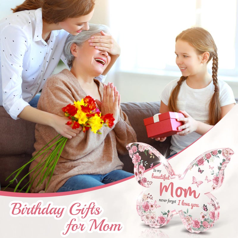 Eletorot Birthday Gifts for Mom: Butterfly-Shaped Acrylic Keepsake Mom Gifts from Daughter Son  Unique Mom Birthday Gifts  5x3.8 inch Mothers Day Thanksgiving Christmas Gifts for Mom - Image 2